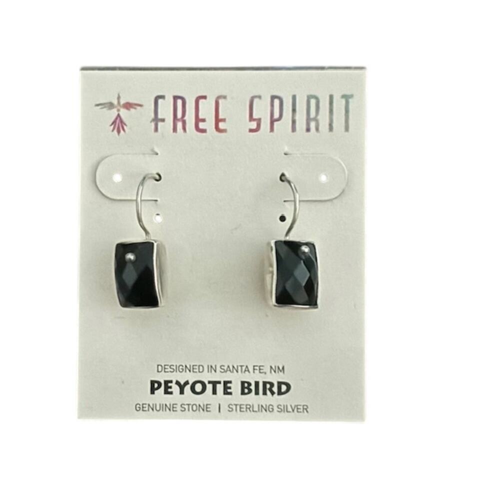 New Peyote Bird Free Spirit Drop Earrings Sterling Silver Black Onyx